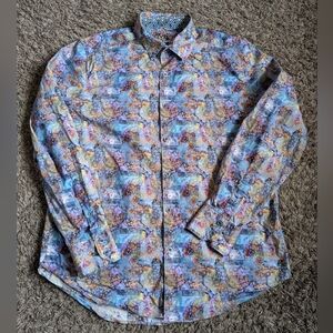 Robert Graham Ventosa Multicolor Abstract Print Classic LS Button Shirt L
